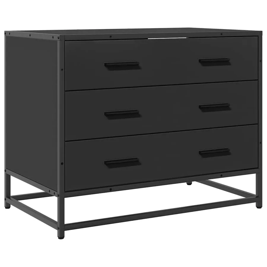 Armoire à tiroirs noir 70x41x56 cm bois d'ingénierie - 2
