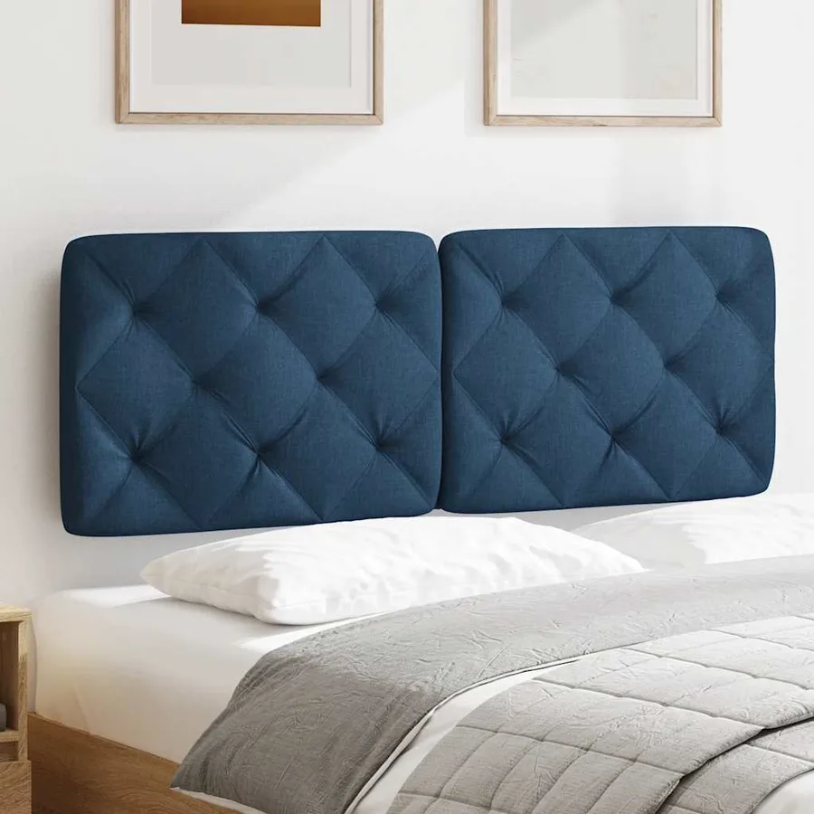 Coussin de tête de lit bleu 140 cm tissu - 3