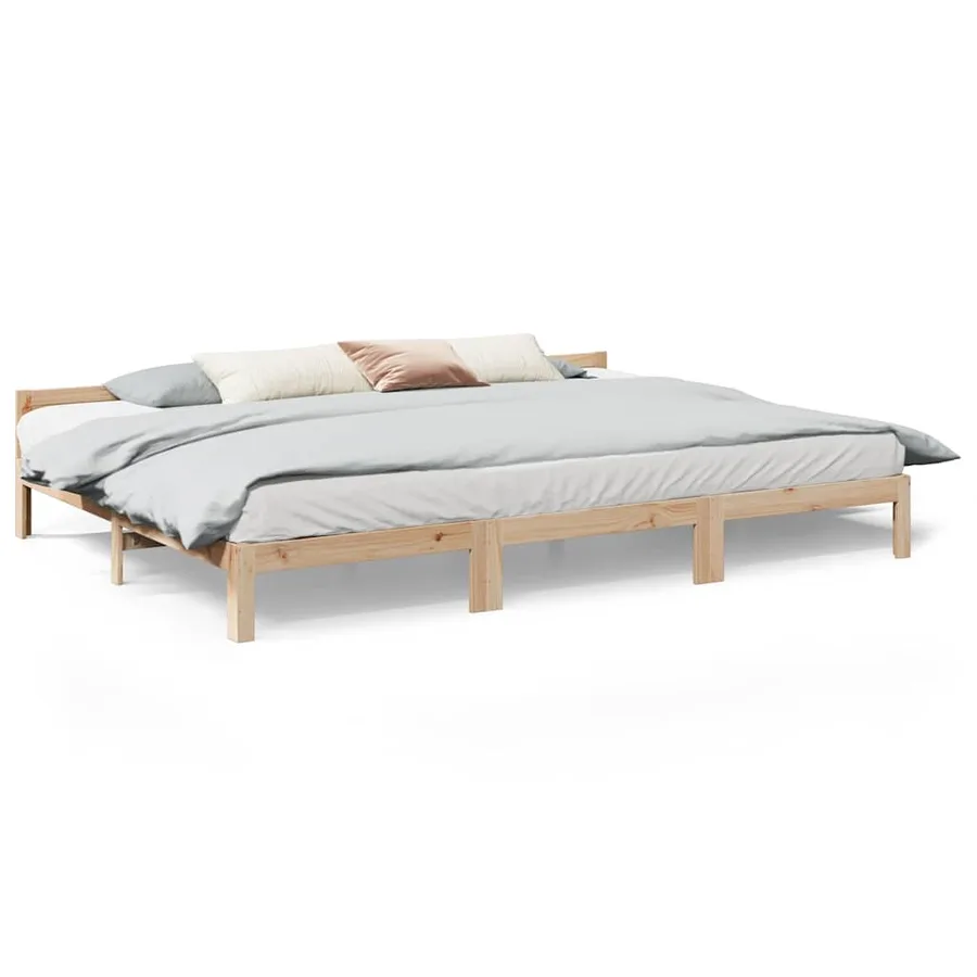 Cadre de lit familial sans matelas 240x200cm bois massif de pin - 2