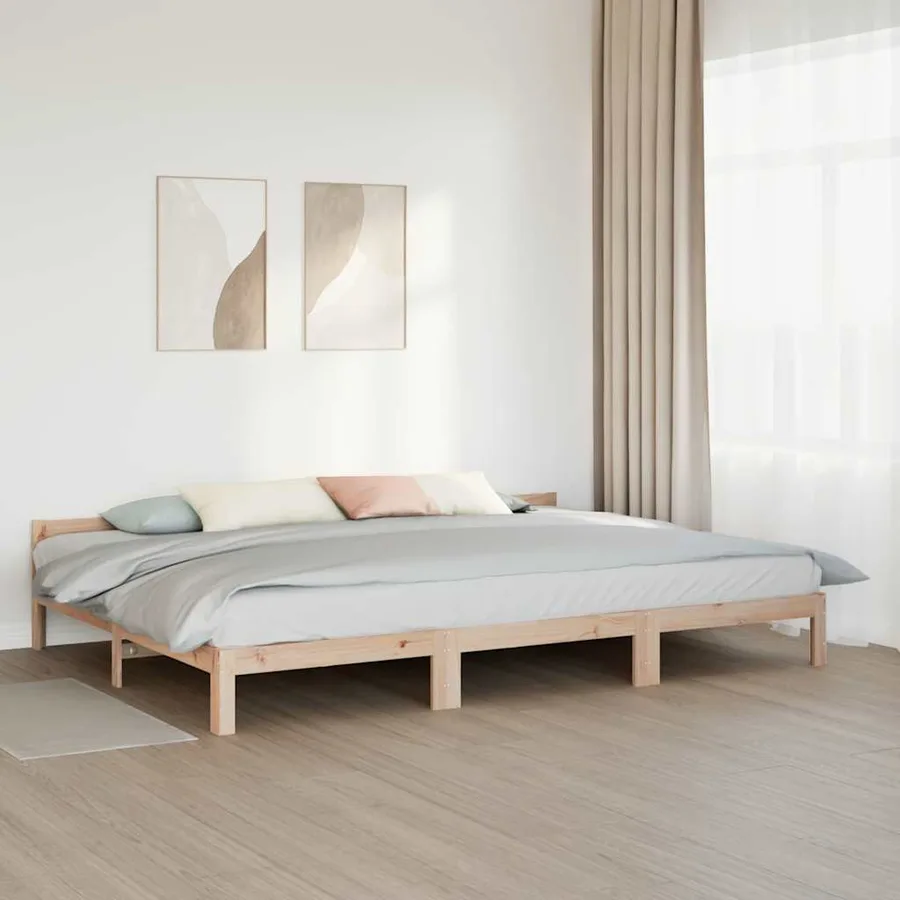 Cadre de lit familial sans matelas 240x200cm bois massif de pin - 4