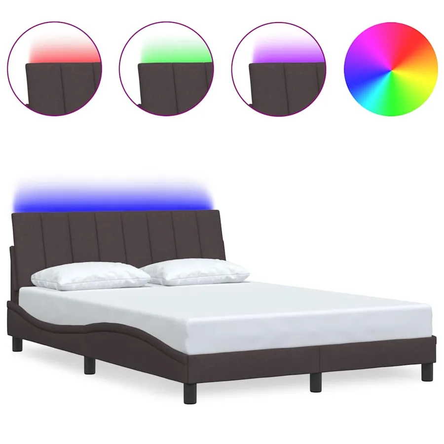 Cadre de lit sans matelas Hanko marron foncé 120x200 cm tissu - 2