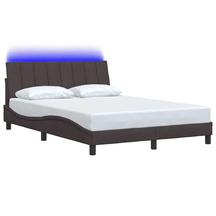 Cadre de lit sans matelas Hanko marron foncé 120x200 cm tissu - 3