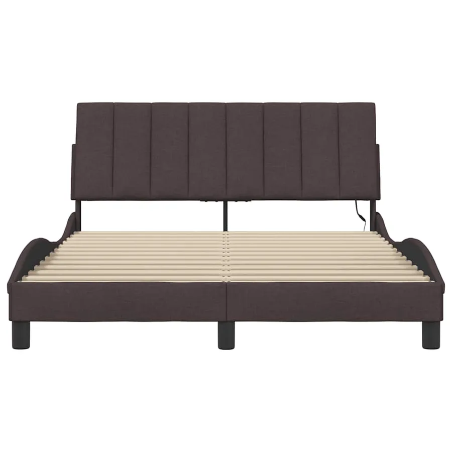 Cadre de lit sans matelas Hanko marron foncé 120x200 cm tissu - 6