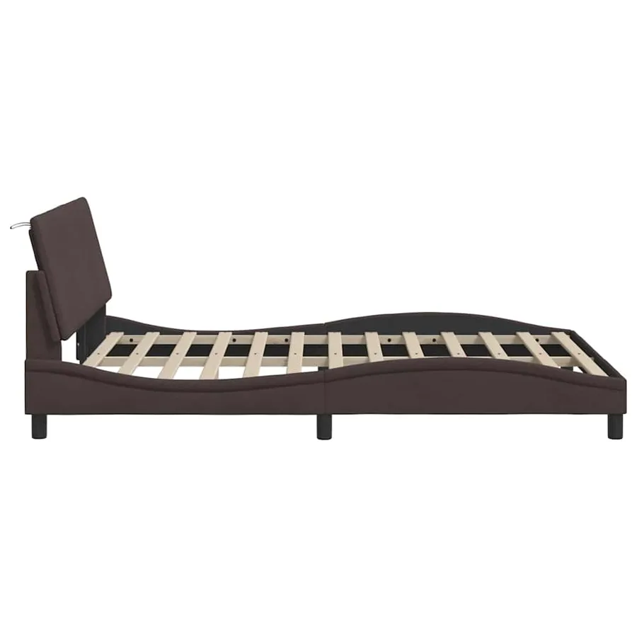Cadre de lit sans matelas Hanko marron foncé 120x200 cm tissu - 9