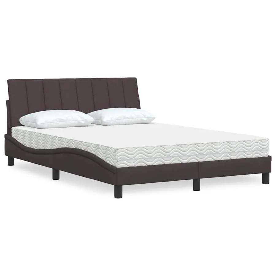 Lit avec matelas Hanko marron foncé 120x200 cm tissu