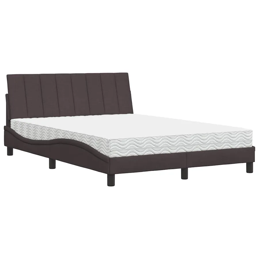 Lit avec matelas Hanko marron foncé 120x200 cm tissu - 2
