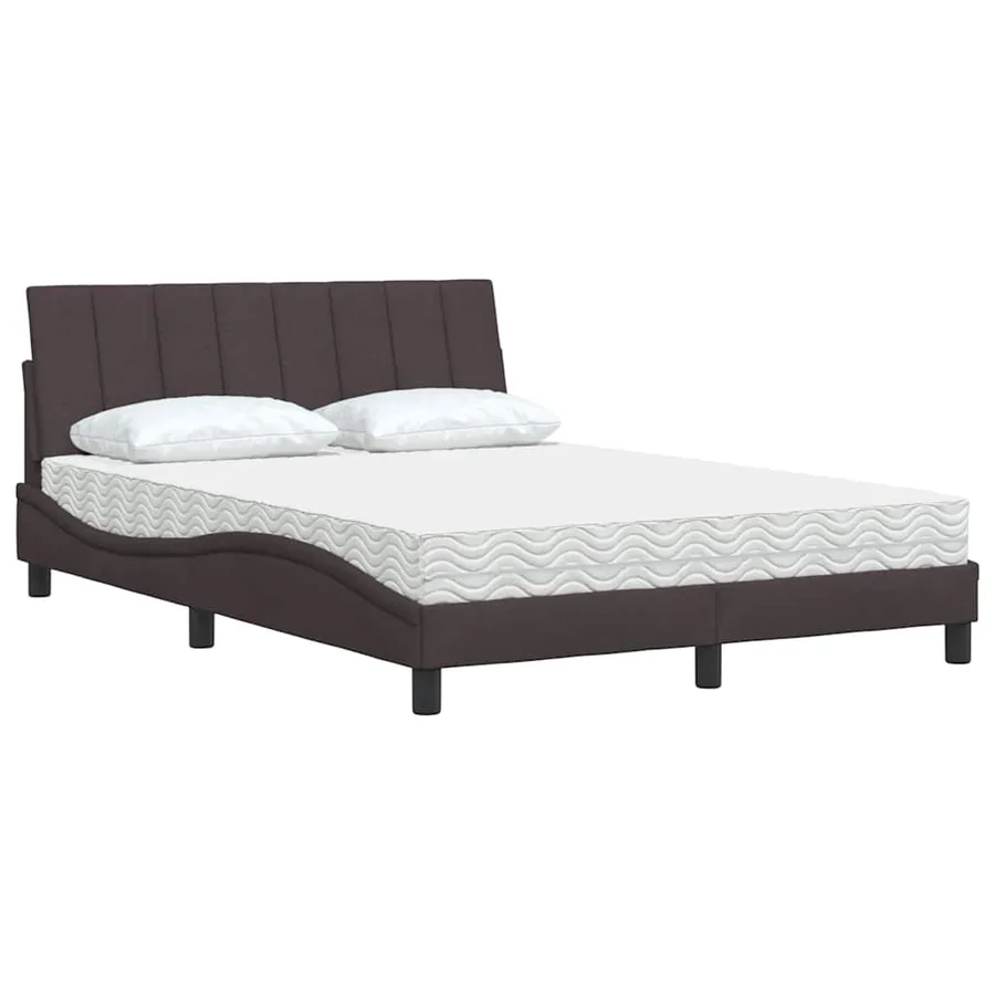 Lit avec matelas Hanko marron foncé 120x200 cm tissu - 4