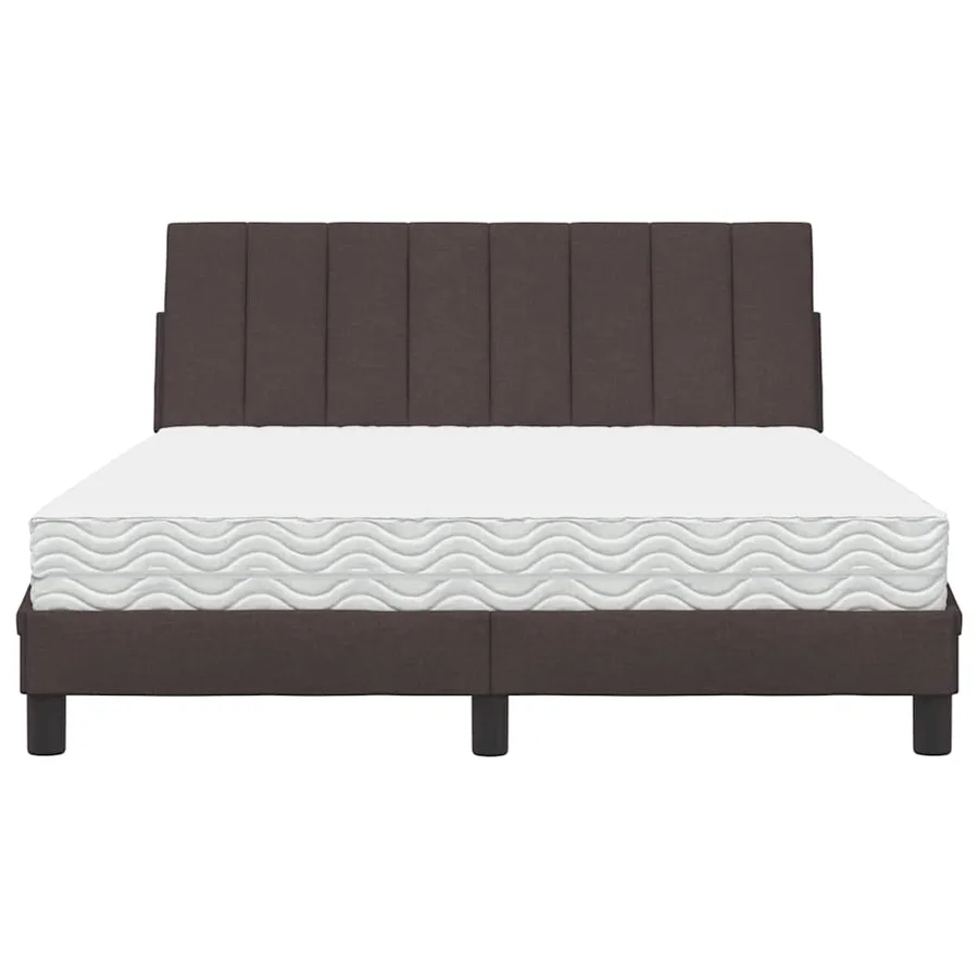 Lit avec matelas Hanko marron foncé 120x200 cm tissu - 5