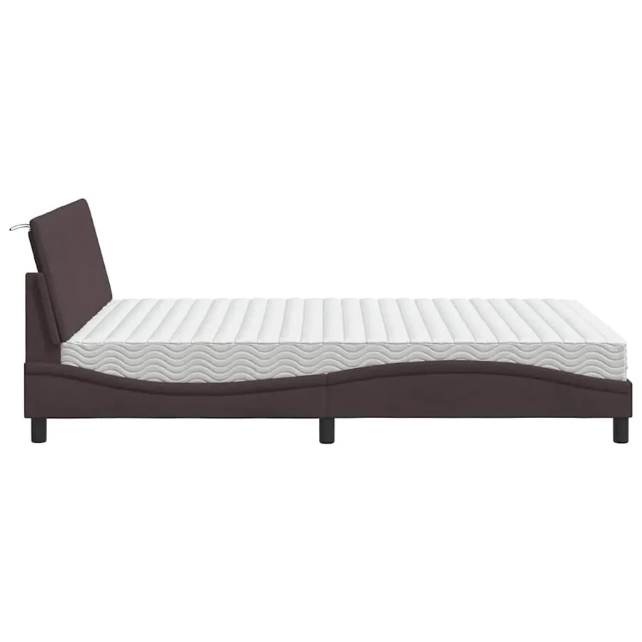 Lit avec matelas Hanko marron foncé 120x200 cm tissu - 6