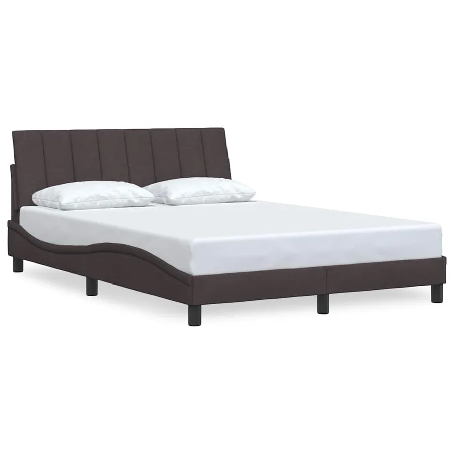 Cadre de lit sans matelas Hanko marron foncé 120x200 cm tissu - 2