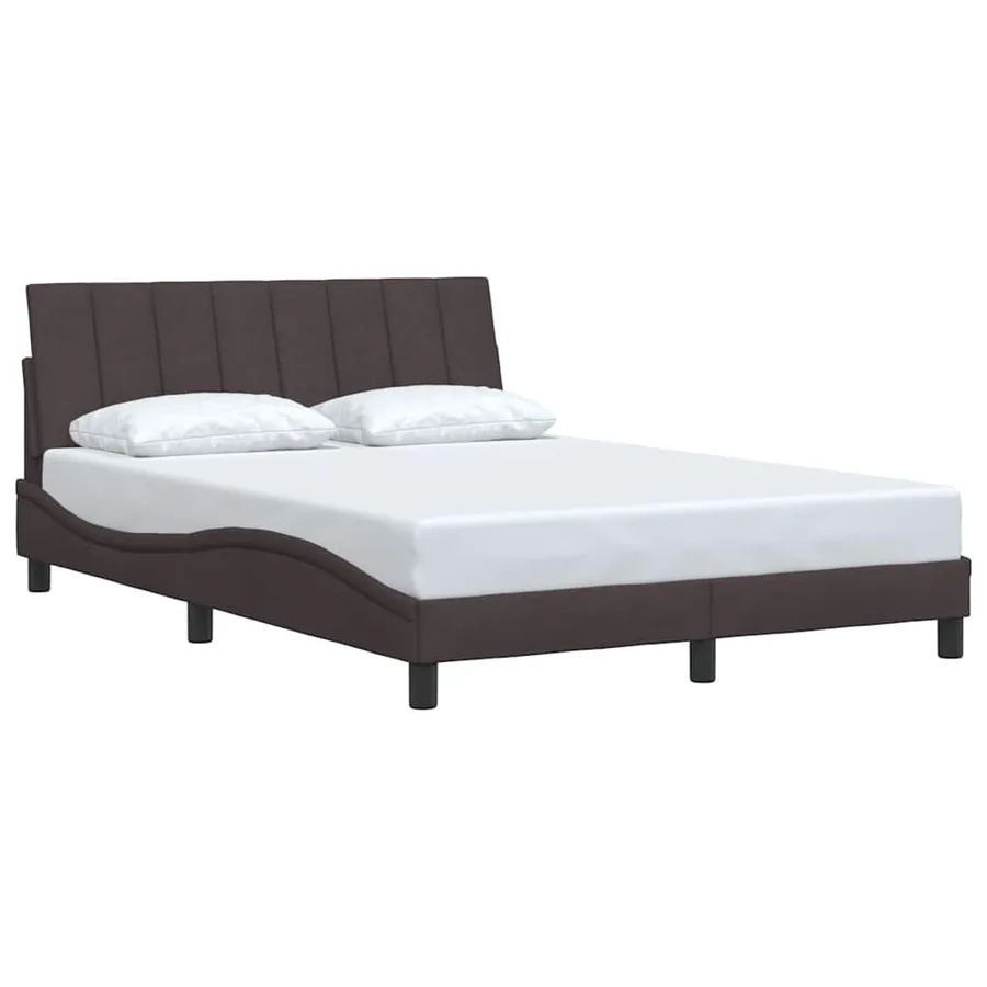 Cadre de lit sans matelas Hanko marron foncé 120x200 cm tissu - 3