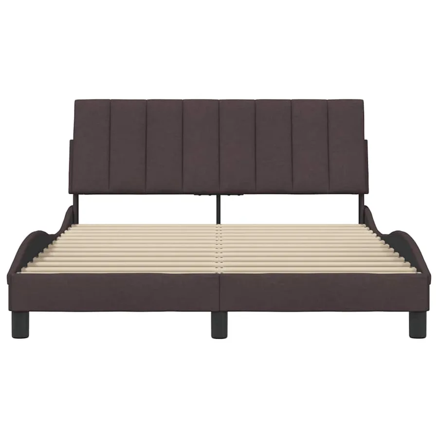 Cadre de lit sans matelas Hanko marron foncé 120x200 cm tissu - 4