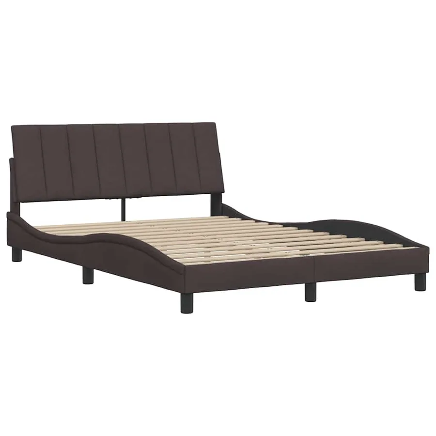 Cadre de lit sans matelas Hanko marron foncé 120x200 cm tissu - 5