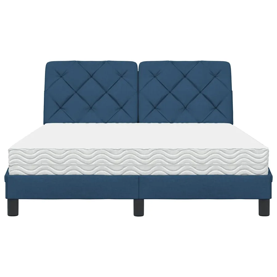 Lit avec matelas bleu 140x190 cm tissu - 5