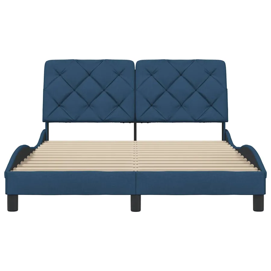 Cadre de lit sans matelas bleu 140x200 cm tissu - 5