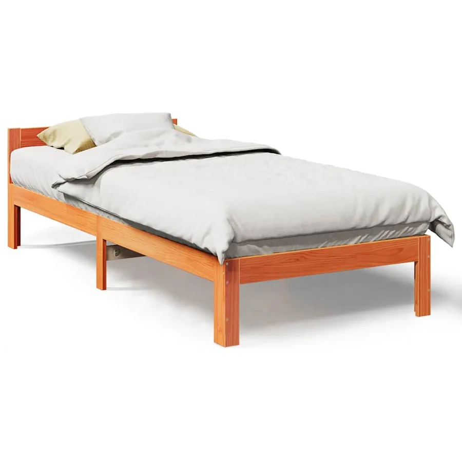 Cadre de lit sans matelas cire marron 80x200 cm bois pin massif - 2