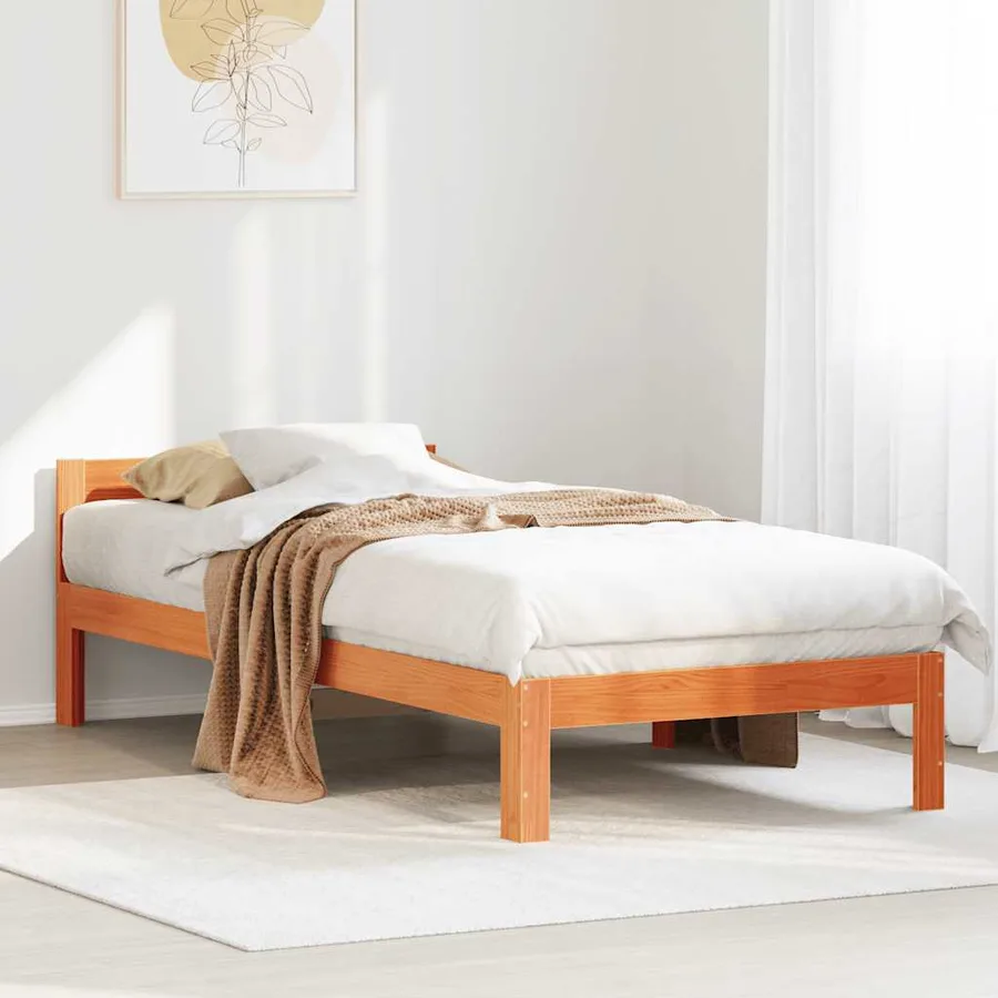 Cadre de lit sans matelas cire marron 80x200 cm bois pin massif - 4