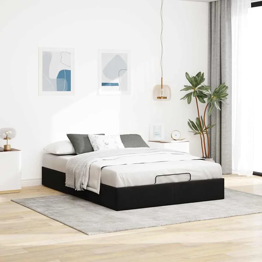 Cadre de lit ottoman sans matelas noir 140x200 cm velours - 3