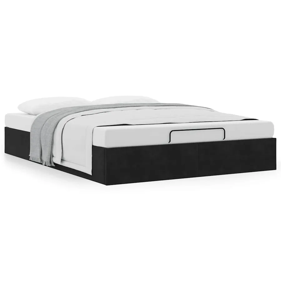 Cadre de lit ottoman sans matelas noir 140x200 cm velours - 4