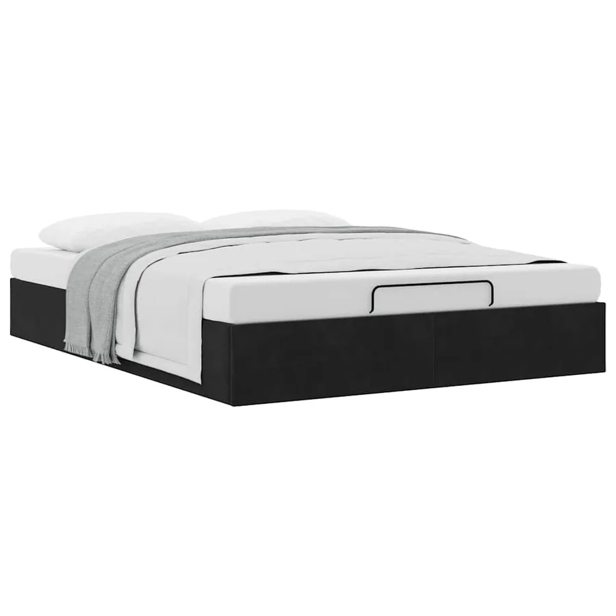 Cadre de lit ottoman sans matelas noir 140x200 cm velours - 5