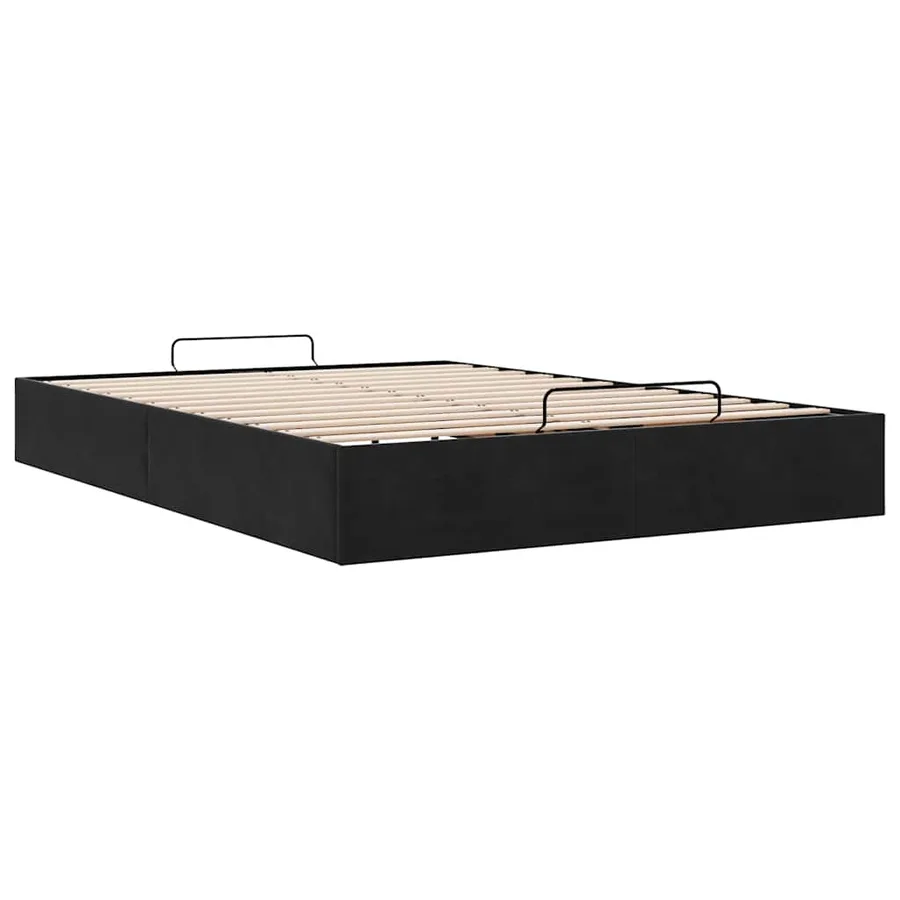 Cadre de lit ottoman sans matelas noir 140x200 cm velours - 6