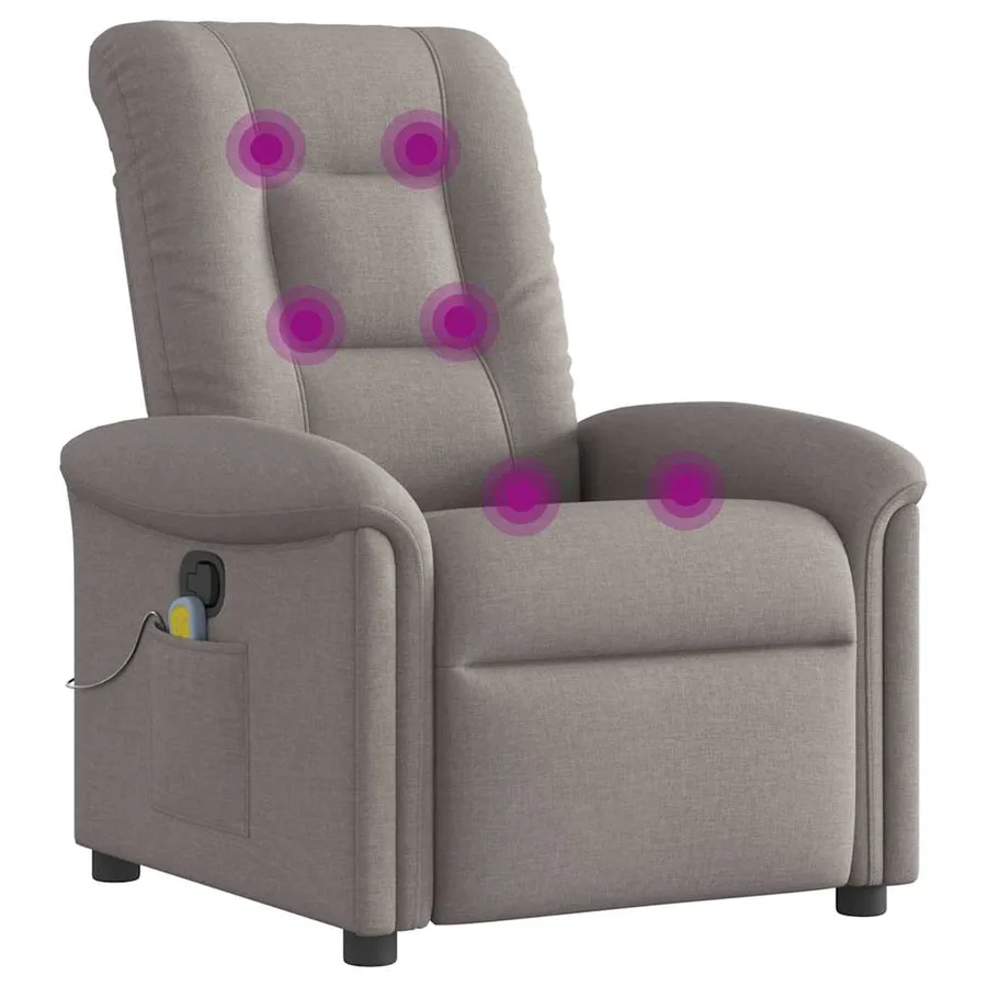 Fauteuil de massage inclinable Taupe Tissu - 6