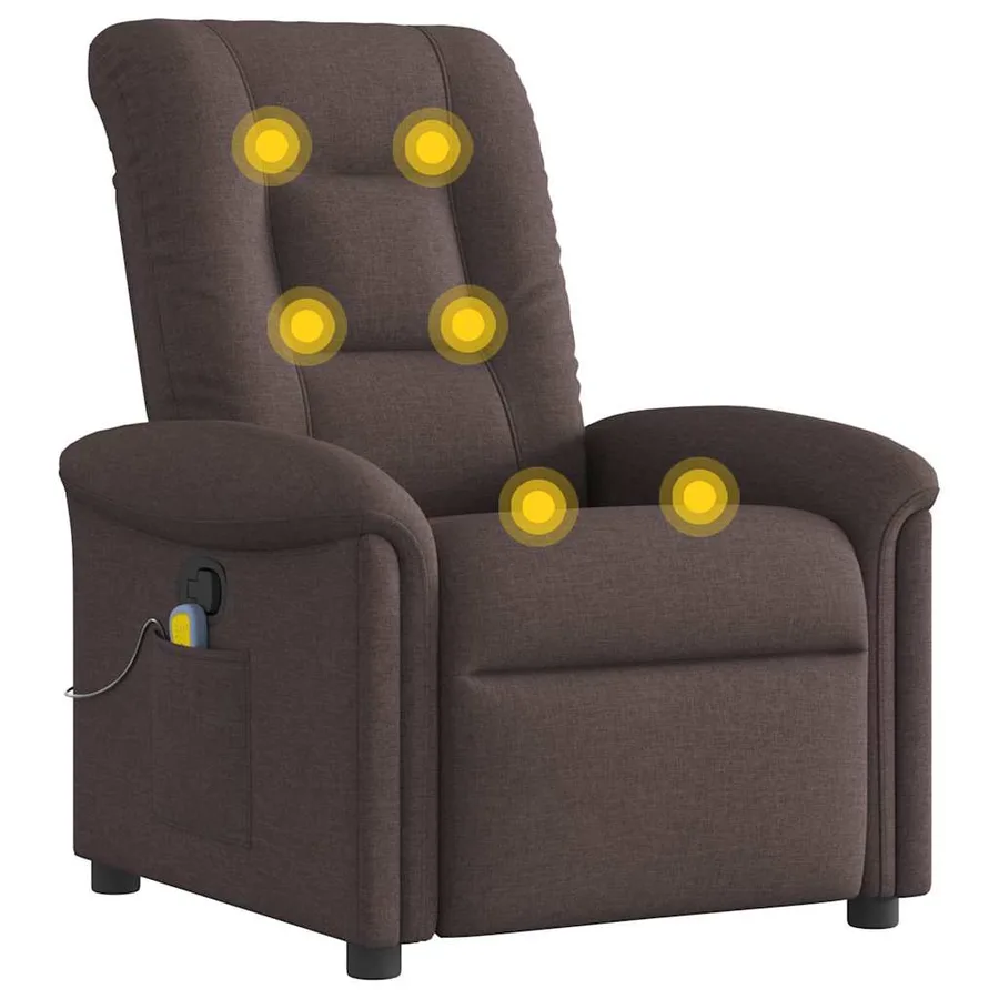 Fauteuil de massage inclinable Marron foncé Tissu - 6