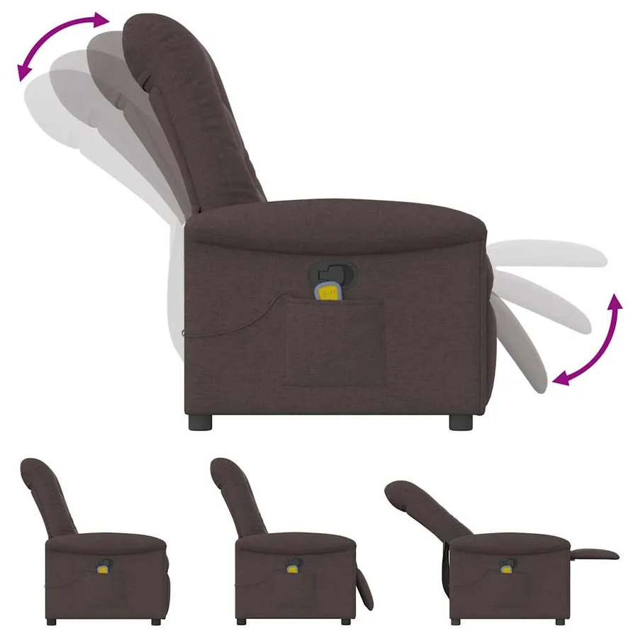 Fauteuil de massage inclinable Marron foncé Tissu - 7