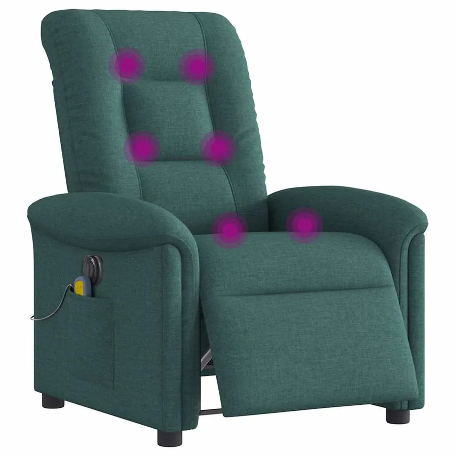 Fauteuil de massage inclinable électrique Vert foncé Tissu - 3