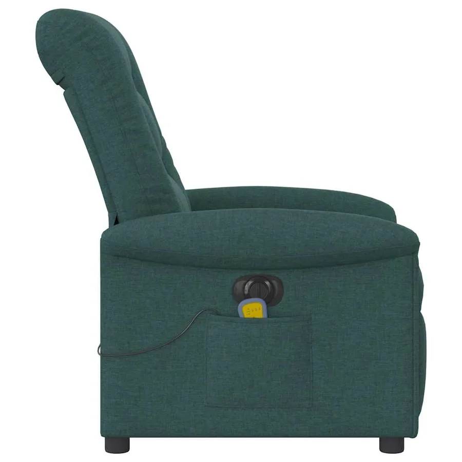 Fauteuil de massage inclinable électrique Vert foncé Tissu - 6