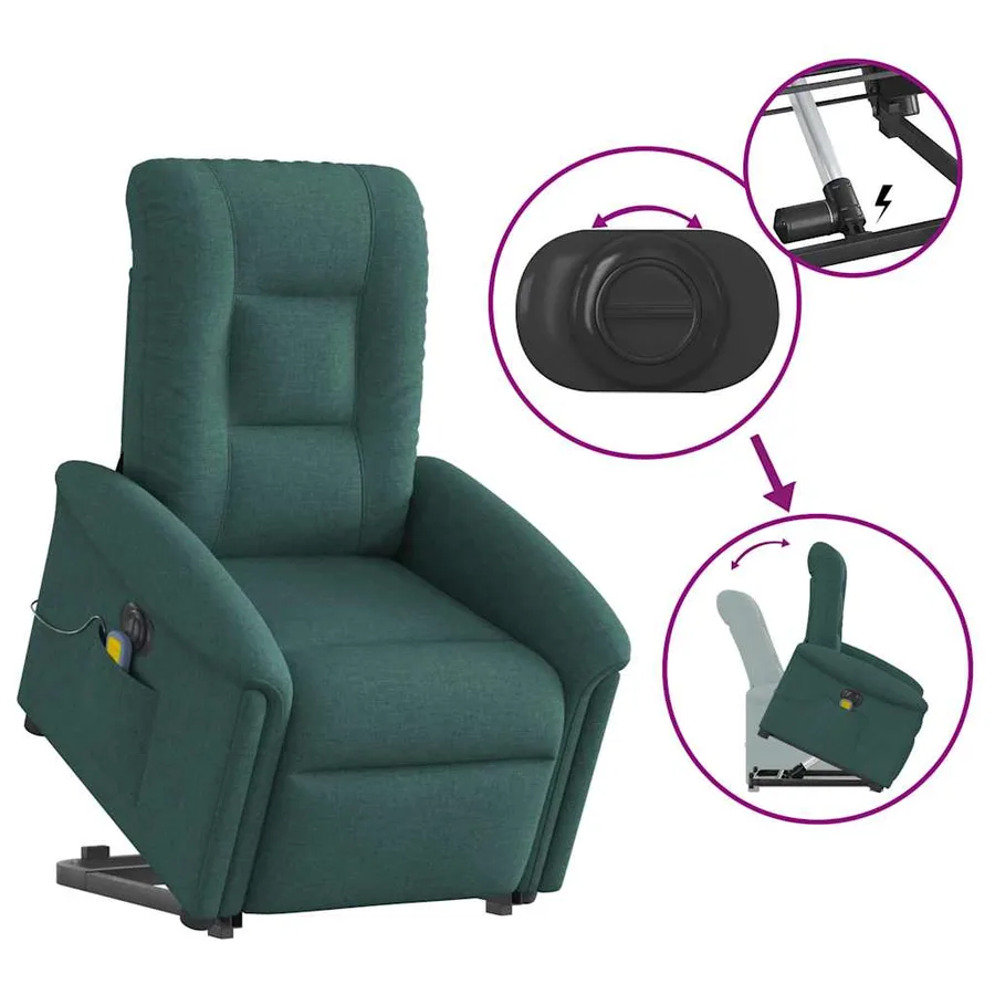 Fauteuil inclinable de massage électrique Vert foncé Tissu - 9