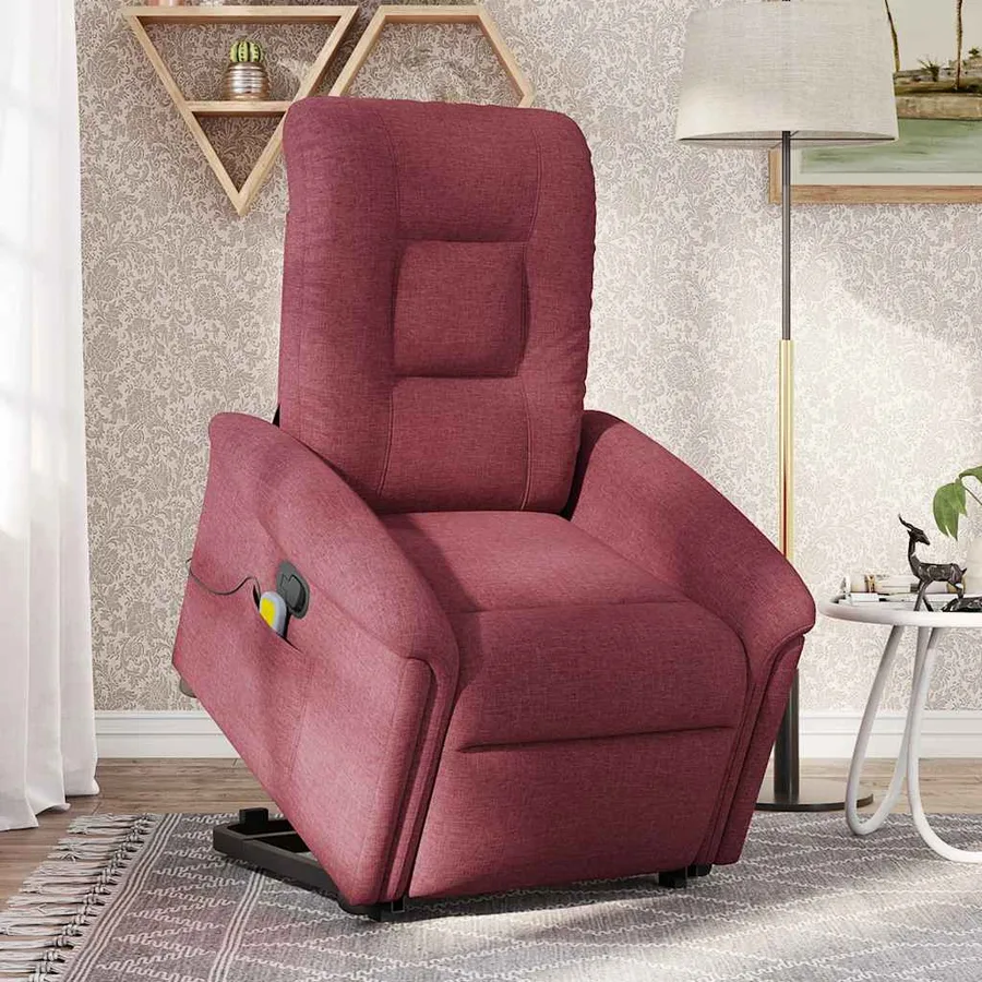 Fauteuil inclinable de massage Rouge bordeaux Tissu - 3