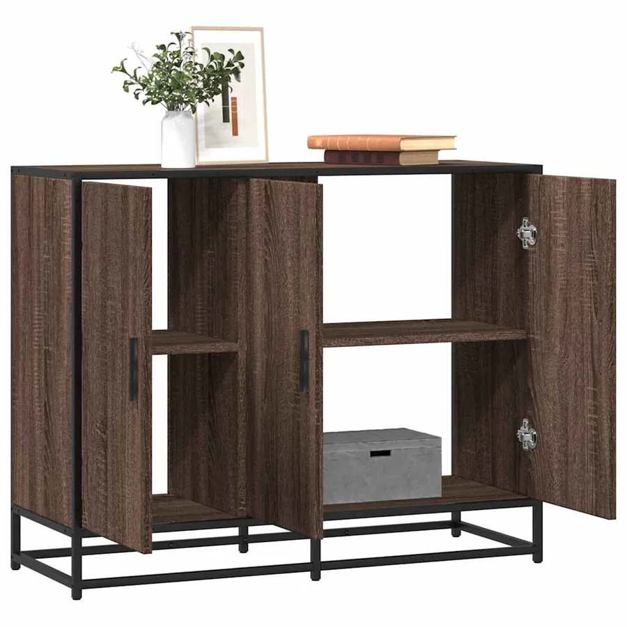 Buffet chêne marron 94x35x76 cm bois d'ingénierie