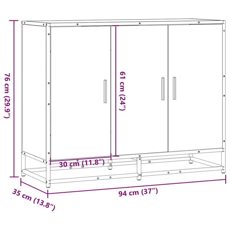 Buffet chêne marron 94x35x76 cm bois d'ingénierie - 10