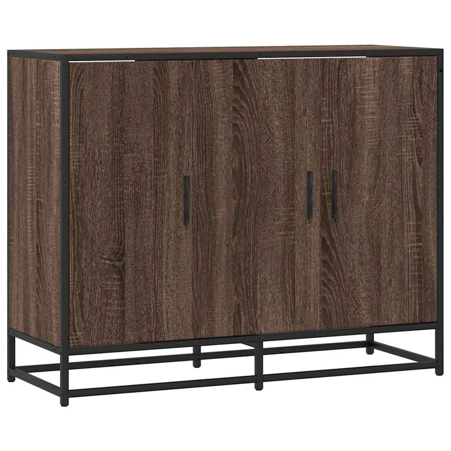 Buffet chêne marron 94x35x76 cm bois d'ingénierie - 2