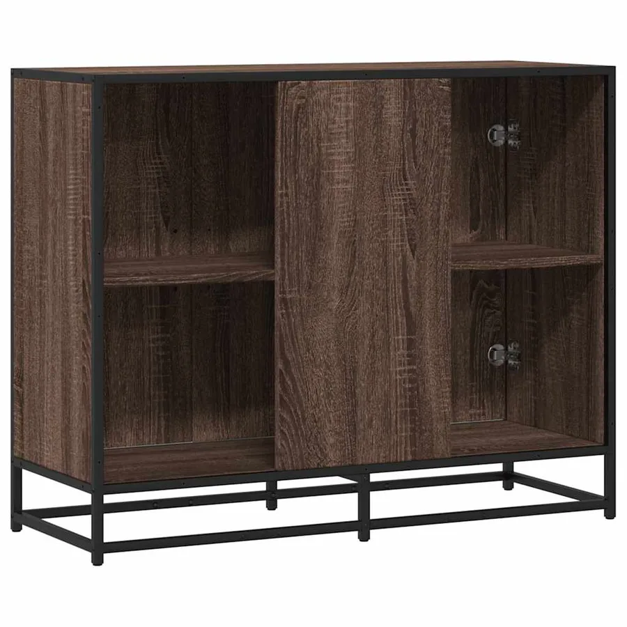 Buffet chêne marron 94x35x76 cm bois d'ingénierie - 6