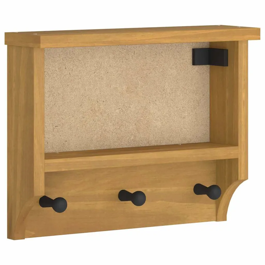 Porte-manteau mural SANDNES 45x12x35 cm bois massif pin - 2