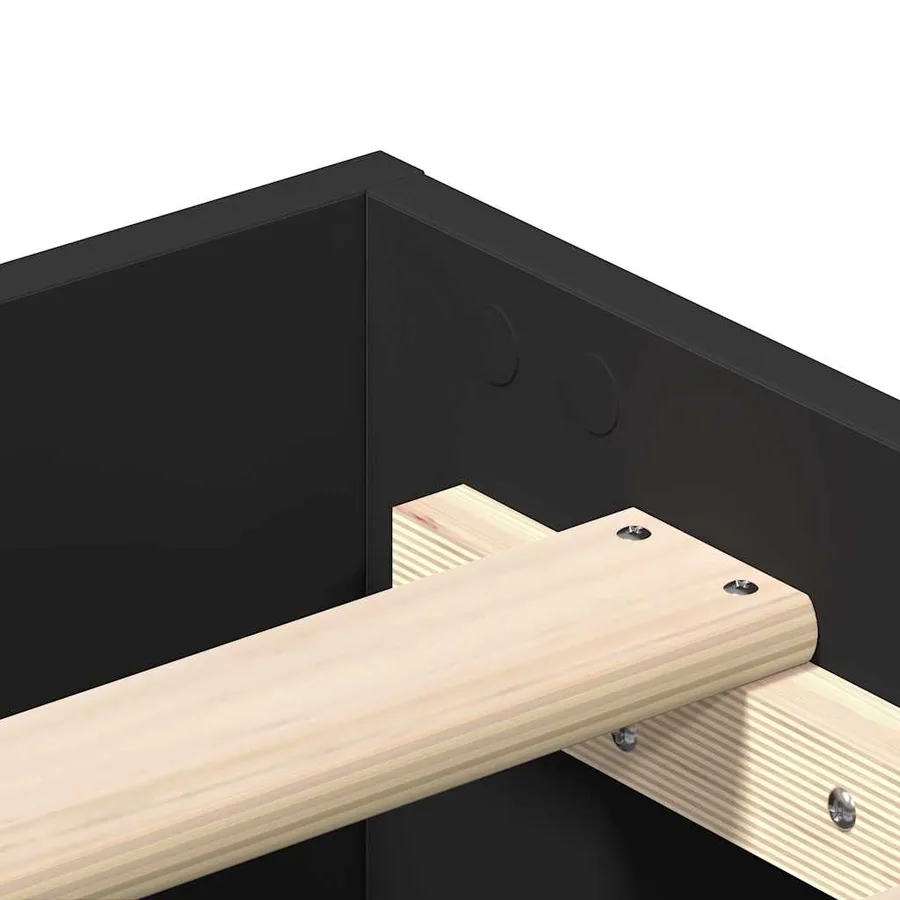 Cadre de lit sans matelas noir 135x190 cm bois d'ingénierie - 8
