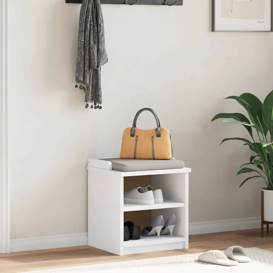 Banc de couloir SANDNES blanc 45x40x50 cm bois de pin massif - 3