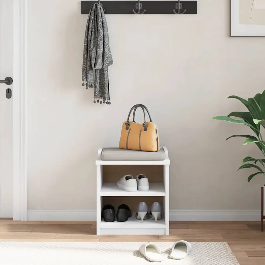 Banc de couloir SANDNES blanc 45x40x50 cm bois de pin massif - 4