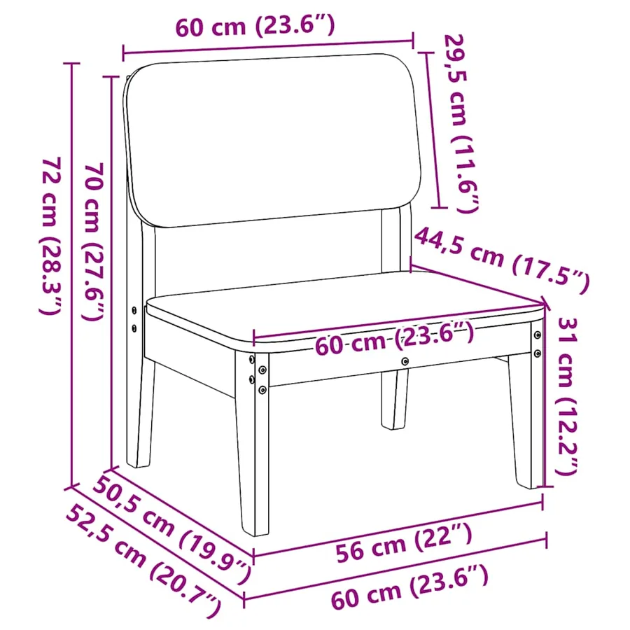 Chaises de jardin lot de 2 cire marron 60x52,5x72 cm - 10