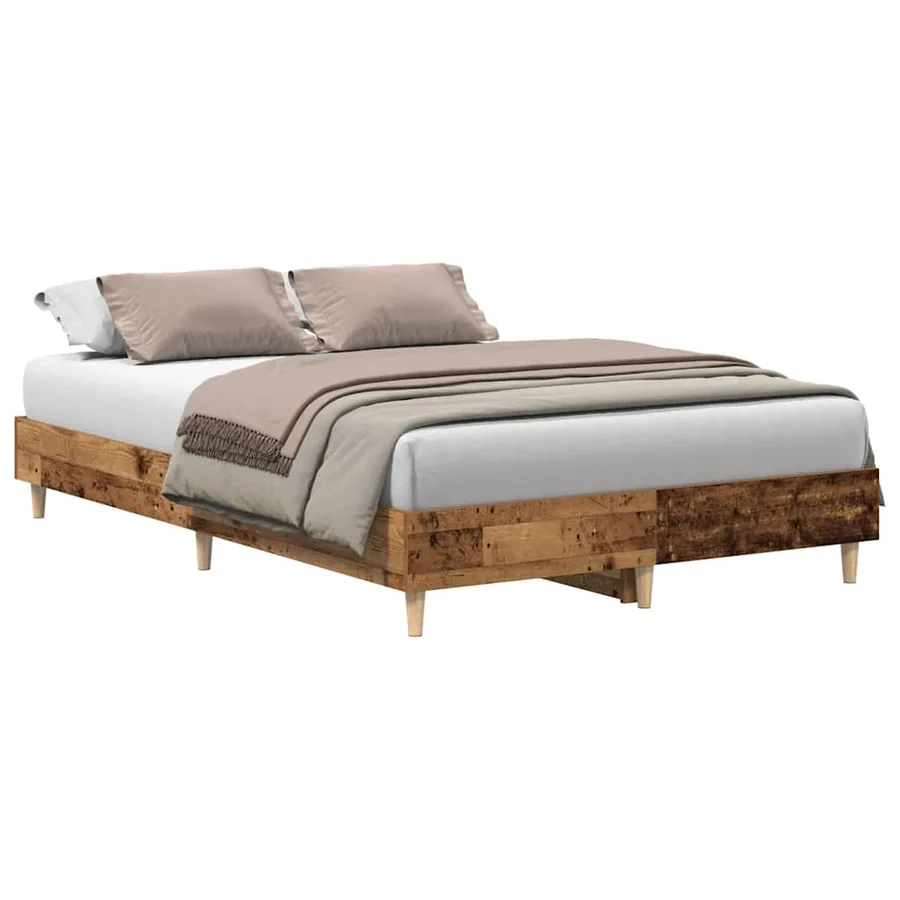 Cadre de lit sans matelas vieux bois 135x190 cm bois ingénierie - 2