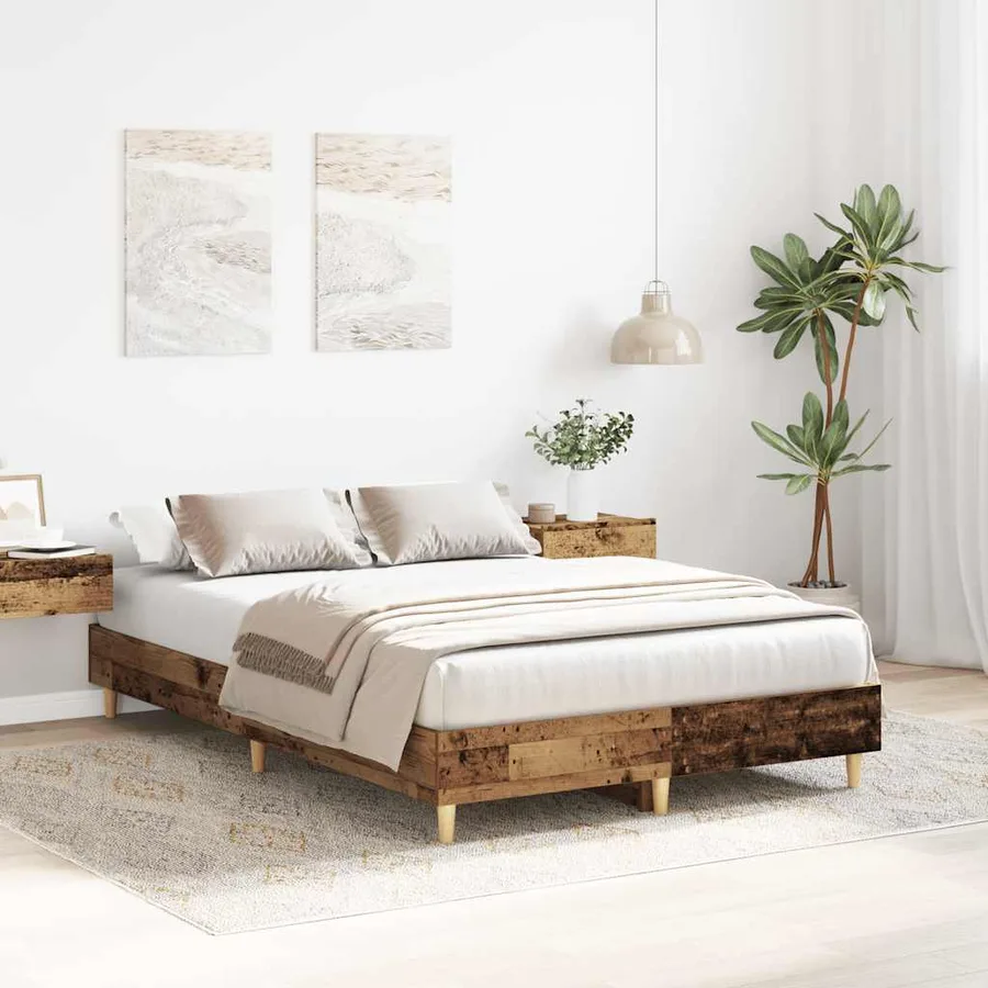Cadre de lit sans matelas vieux bois 135x190 cm bois ingénierie - 3