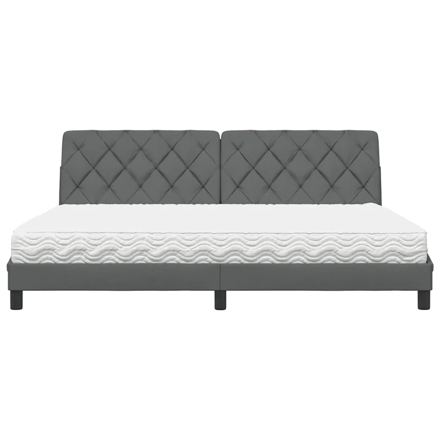 Lit avec matelas gris foncé 200x200 cm tissu - 5