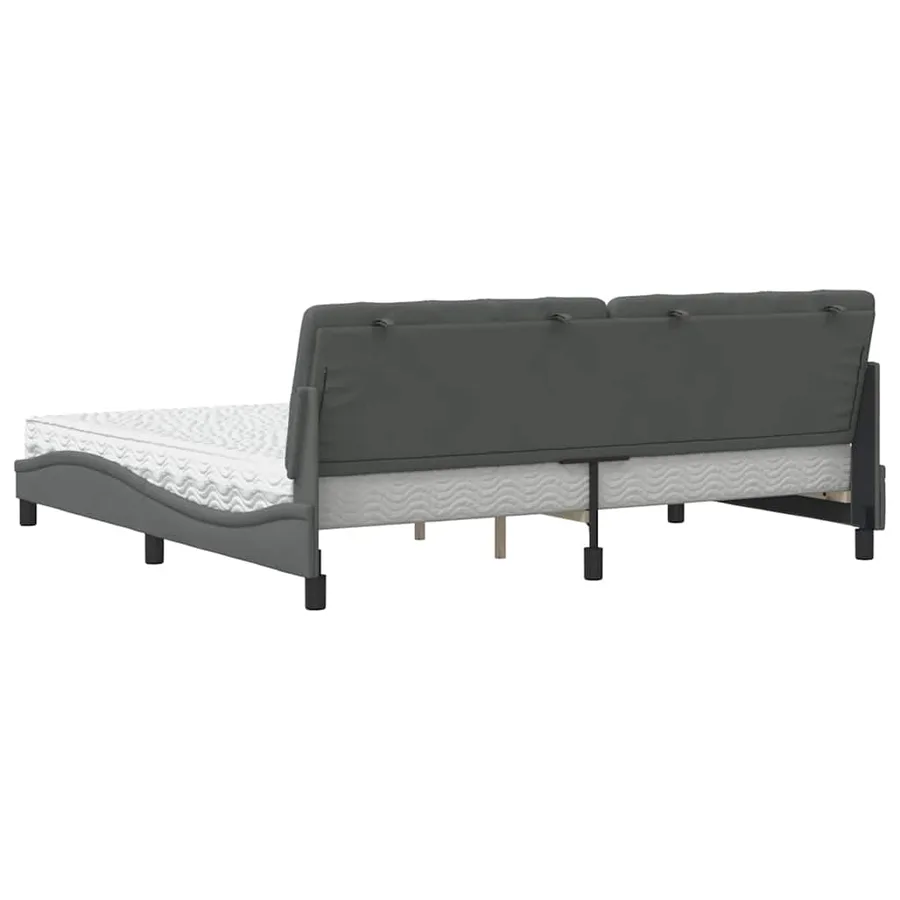 Lit avec matelas gris foncé 200x200 cm tissu - 7