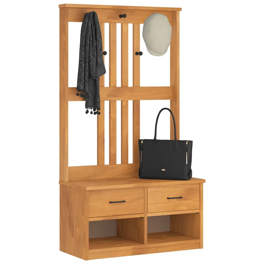 Portemanteau SANDNES 87x40x159,5 cm bois massif pin - 4