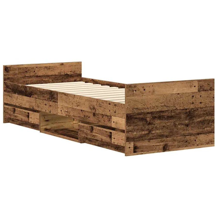 Cadre de lit sans matelas vieux bois 90x190 cm bois ingénierie - 4