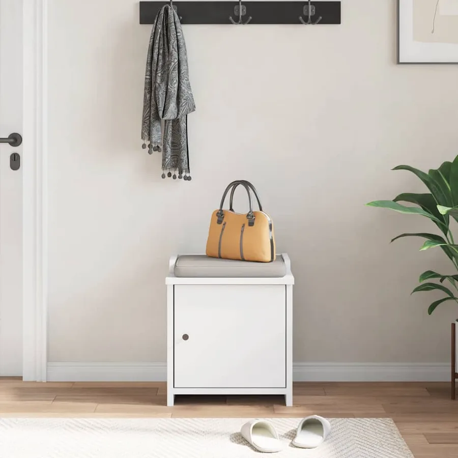 Banc de couloir SANDNES blanc 45x40x50 cm bois de pin massif - 4