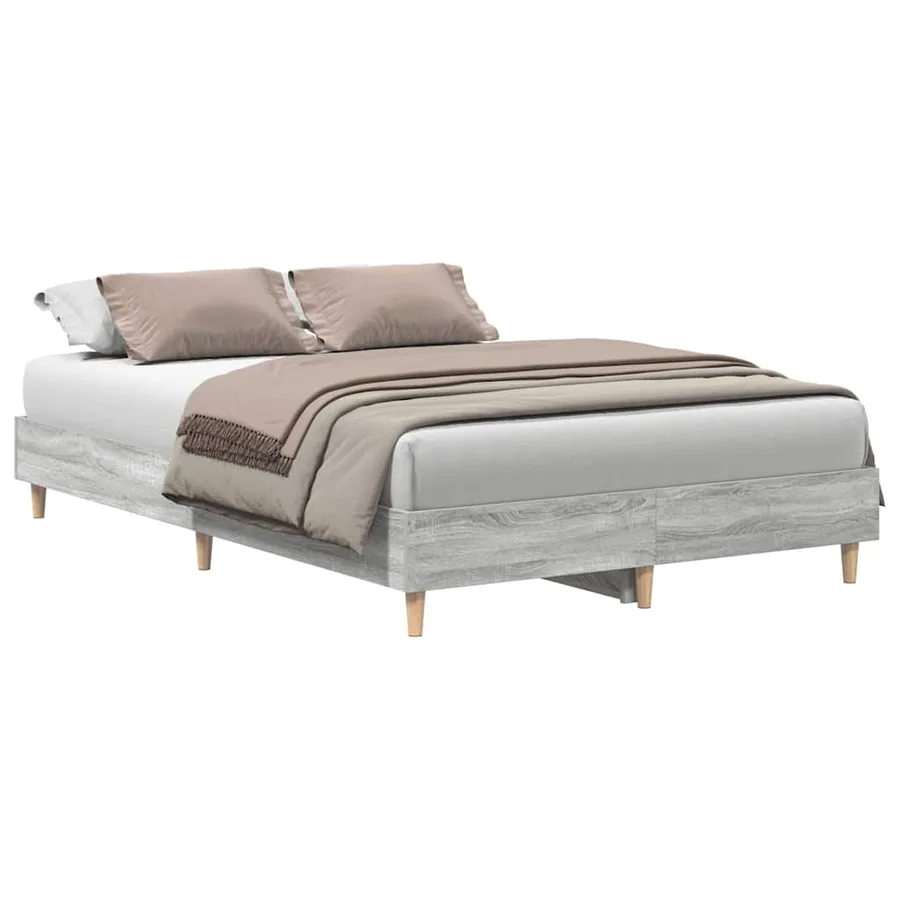 Cadre de lit sans matelas sonoma gris 135x190 cm - 2