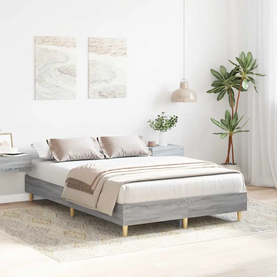 Cadre de lit sans matelas sonoma gris 135x190 cm - 3